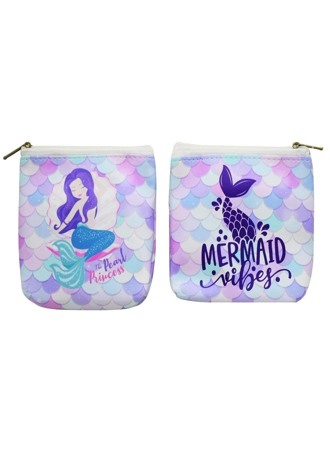 Asera مجموعة هدايا عيد ميلاد من أسيرا، حقيبة بتصميم حورية البحر مع فرشاة جيب للبنات (مجموعة من 12 قطعة) - Image 3